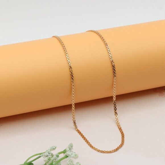 Elegant Rose Gold Flat Link Chain Necklace High Shine Finish, XPNL0252 - Picture 1 of 12